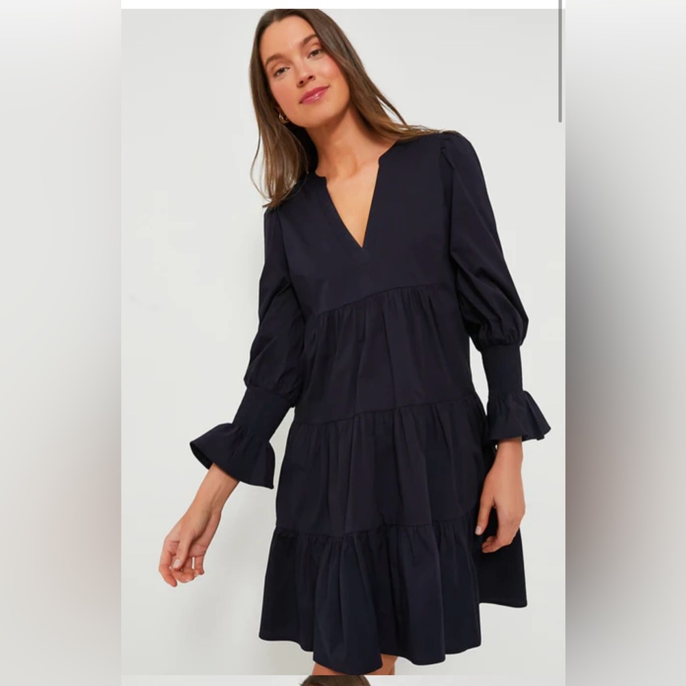 Pomander Place Navy Tiered Dress XS